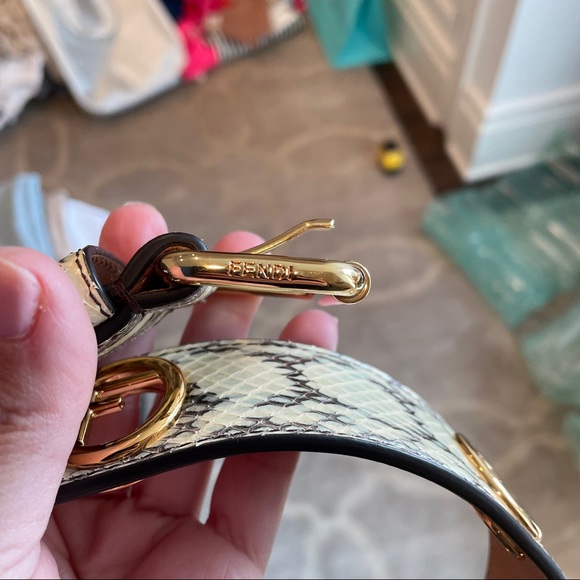 Fendi Women’s Python Print Logo Belt - Picture 2 of 10